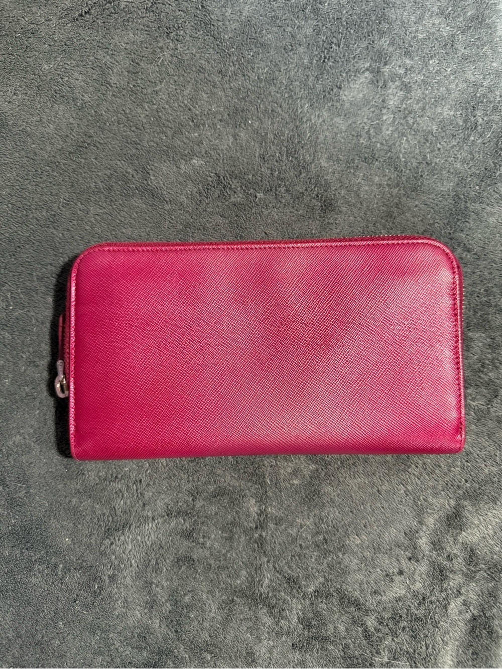 Prada Saffiano Zip Wallet in Raspberry Pink with Silver Hardware - Picture 2 of 7